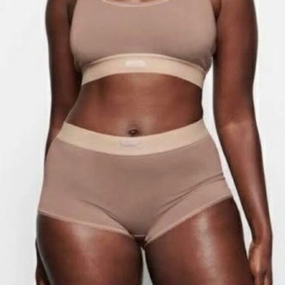 SKIMS Cotton Jersey Boy Short Umber Womens Small - Picture 11 of 11